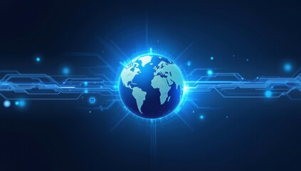 A futuristic digital world globe representing global network and data connection