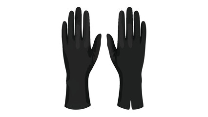 Obraz premium Sleek black gloves for elegance and protection, digitally rendered against a stark white background displaying a contemporary and minimalist aesthetic