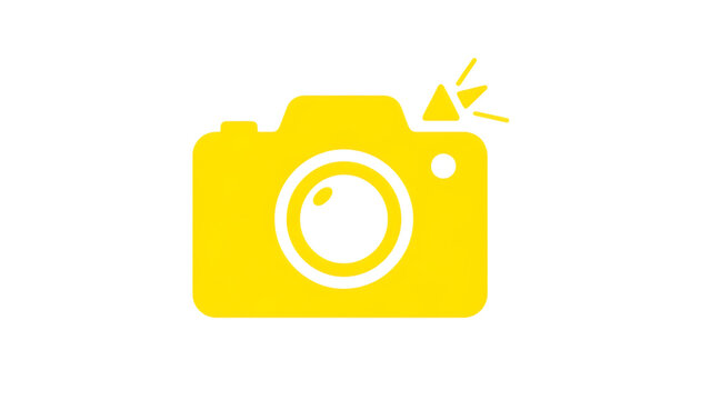 Yellow camera flash icon isolated on a transparent background