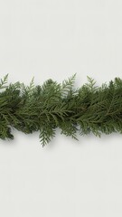 Green Fir Garland Decoration Isolated on White Background.  made with generative Ai
