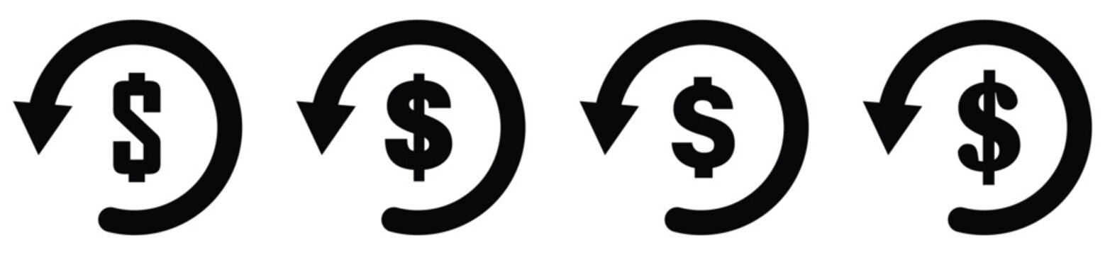 Refund and Chargeback Vector Icons in Flat Outline Design