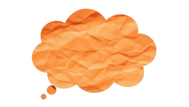 Isolated orange colored crumpled paper speech bubble shape for messages and thoughts - Powered by Adobe