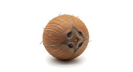 Whole Coconut on White Background Studio Shot