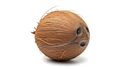 Whole Coconut on White Background