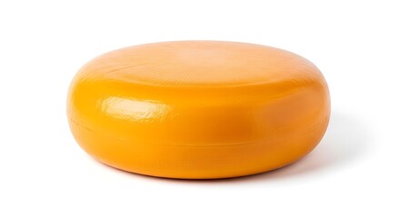 Whole Gouda Cheese Wheel on White Background