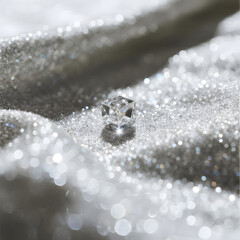 Glistening Ice Cube, Sparkling Snow, Winter Scene, Crystal Clarity, Frozen Droplet, Cold Temperature, Frosty Surface