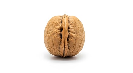 Whole Walnut in Shell on White Background