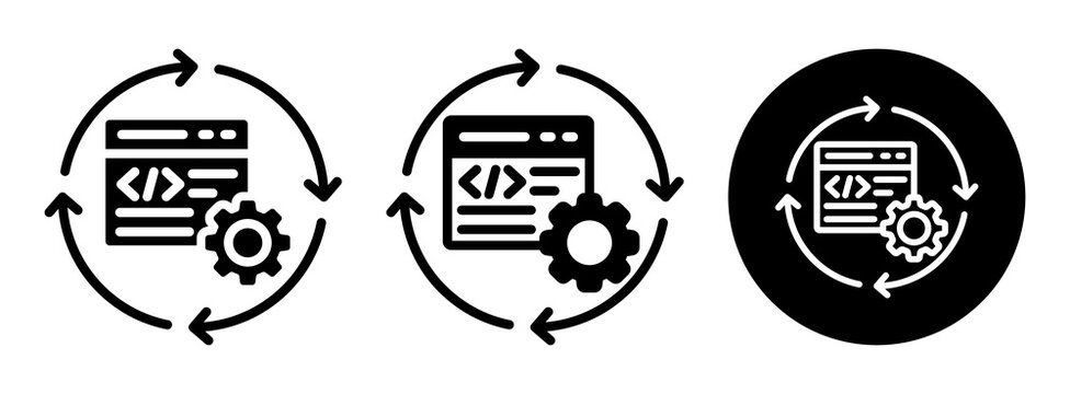 Code Optimization Icon Collection Glyph & Mixed Style