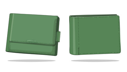 Stylish green bi-fold wallet illustration showcasing a classic design and craftsmanship, perfect for financial transactions and personal