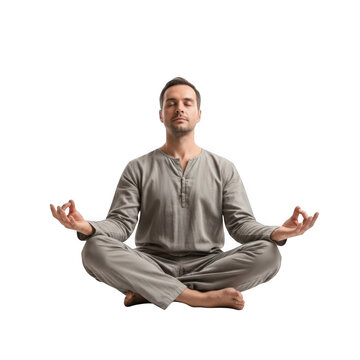 Man meditating serene pose isolated on transparent background isolated on transparent background indoor, outdoor, no people, keyword 30
