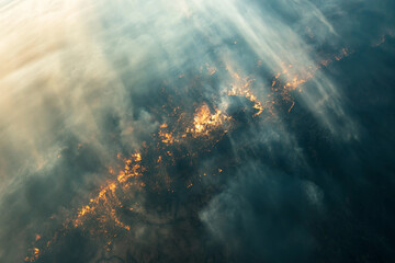 Melting planet dying animal abnormal heat flood fire desolation symbolizing global warming climate crisis generative ai