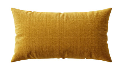 Isolated yellow cushion, home comfort decor, textured rectangle pillow, soft support, studio shot