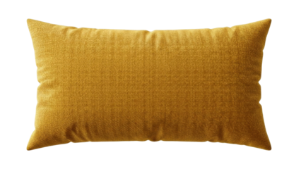 Isolated yellow cushion, home comfort decor, textured rectangle pillow, soft support, studio shot