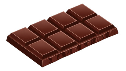 Dark chocolate bar isolated on white background