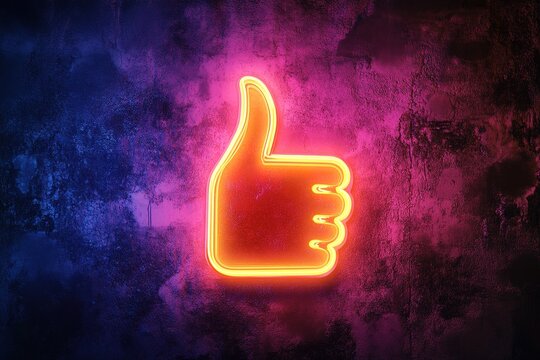 Neon Thumbs Up Icon. - Powered by Adobe
