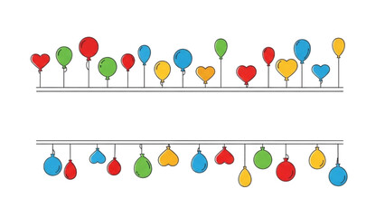 Happy birthday card with balloons and candles