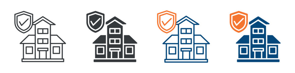 Building Insurance Icon Set Multiple Style Collection 
