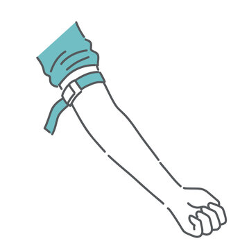 駆血帯を巻いた腕のイラスト（採血準備・血管確保）