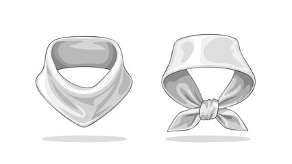 Monochrome neckerchief collection showcasing a looped version and a tied variation against a pristine background