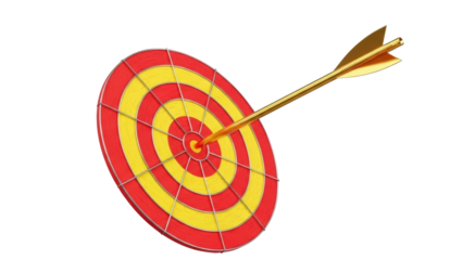 Isolated target board with arrow, accuracy, precision, focus, concentration, achievement