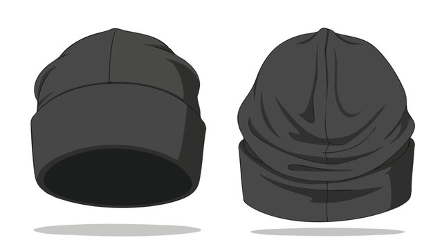 Beanie Hat Illustration Displaying Front and Back View for Design and Fashion Apparel Presentation needs