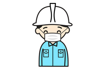  マスクをする工場作業員のイラスト