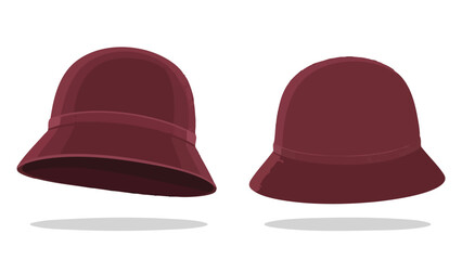 Fototapeta premium Elegant cloche hats in warm burgundy hue showcasing vintage fashion aesthetics on a neutral backdrop for diverse creative applications