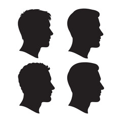 man heads in profile vector silhouette