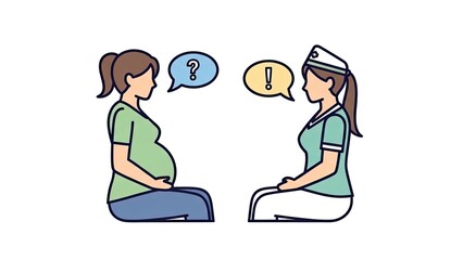 Pregnancy consultation illustration with health professional providing advice
