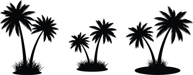 Silhouetted palm trees against a bright white background creating a tropical scene