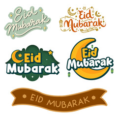 Fototapeta premium Eid mubarak Greeting words isolated with transparent background 