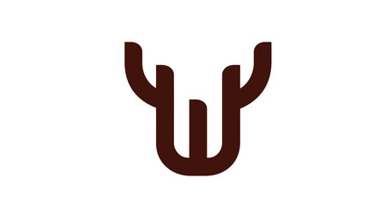 Obraz premium Modern minimalist abstract brown deer head logo icon. Stylized animal symbol for branding or graphic design element.