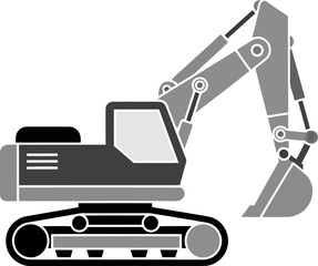 Vector icon of excavator construction vehicle heavy machinery