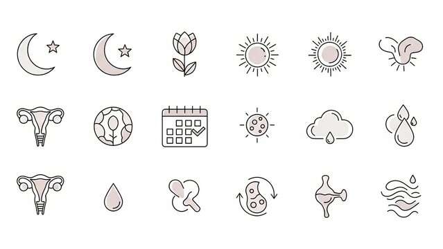 Minimalistic design presenting stages of menstruation with subtle color schemes showing - Powered by Adobe