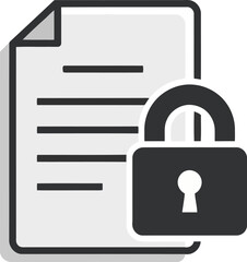Vector icon of secure document icon with padlock