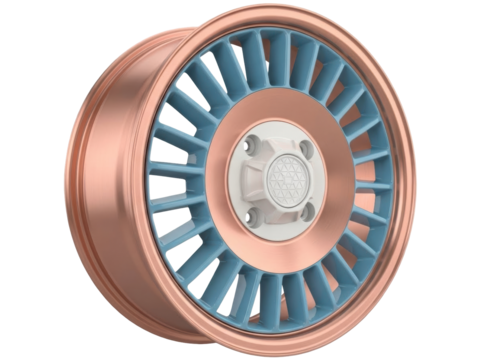 Isolated rim for car wheels featuring copper, silver, and baby blue colors for vehicles - Powered by Adobe