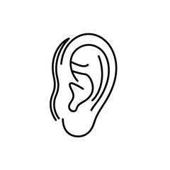 Simple Human Ear Line Art Icon Isolated on White Background Simple Vector Illustration