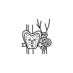 Simple Mountain Landscape Range Icon Outline Black Line Art Minimalist Vector