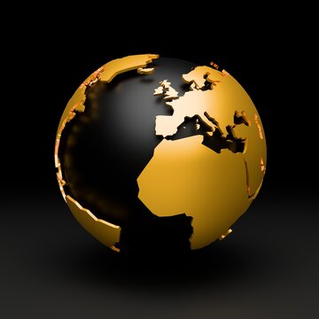 globe on black background
