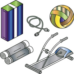 Vector illustration of a set of drawing tools, including a pencil, pen, and other art equipment symbols