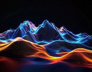 Light-wave landscape, blue peaks, glowing orange valleys