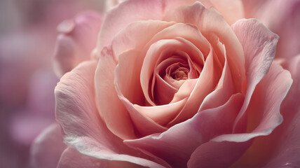 ピンク色のバラを花びらまで近接で撮影した写真