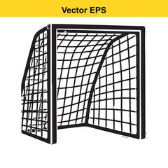 Classic hand drawn football soccer goal net graphic vector art