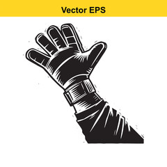 Black racing glove with fingers spread on white background vector art