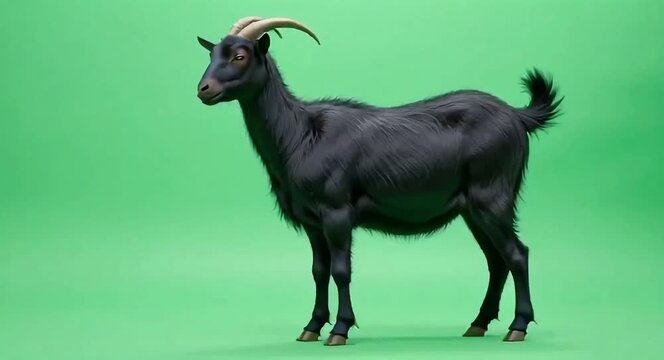 Goat against green-screen background.4k video.