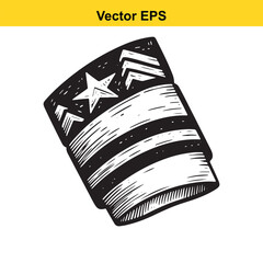 American flag element doodle with star and stripes isolated