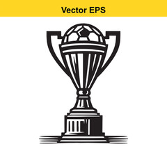 Soccer trophy icon, championship award, victory cup with football symbol