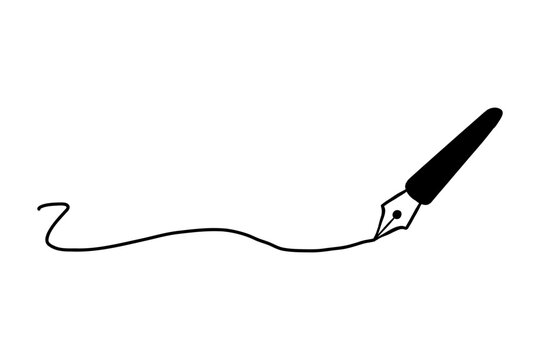 シンプルな手描き風の線画イラスト　万年筆・黒・くねくね線