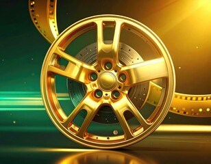 Gold rim detail on disc with vibrant, shiny background