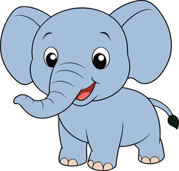 Cute cartoon baby elephant with big ears and trunk animal vector illustration EPS file download.
